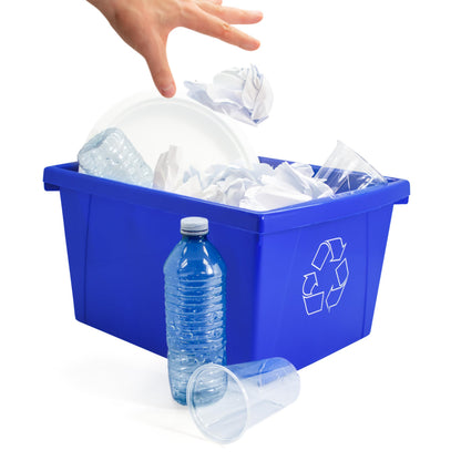 Storex 4 Gallon (15L) Recycle Bin, 13.63 x 7.87 x 11.25 Inches, Blue (61505A06C) Blue Recycling, 1-Pack , Small Storex