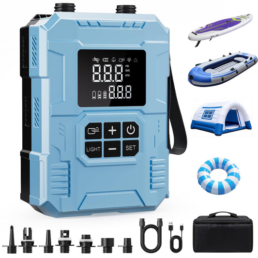 S8 Electric Paddle Board Pump, 22 PSI 59.2Wh Cordless Rechargeable SUP Pump, 4X Faster Dual-Stage Inflation & Deflation, Portable Air Pump with LED Light & Auto-Off for SUP, Kayak, Surfing Kite, Boat