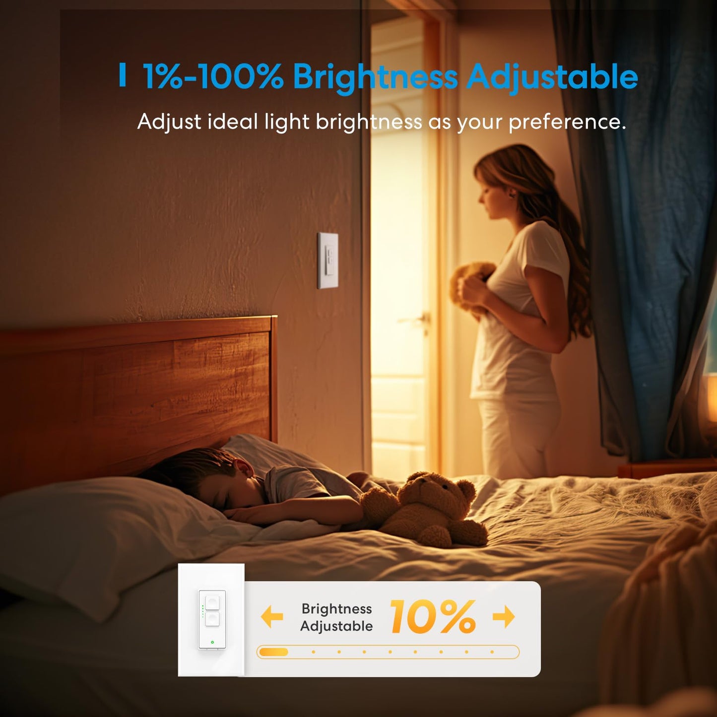 meross Smart Dimmer Switch, Single Pole Smart Switch for LED Light, Neutral Wire Required, Compatible with Apple HomeKit, Alexa, Hey Google and SmartThings, 2.4GHz Wi-Fi, No Hub Required, 2 Pack meross