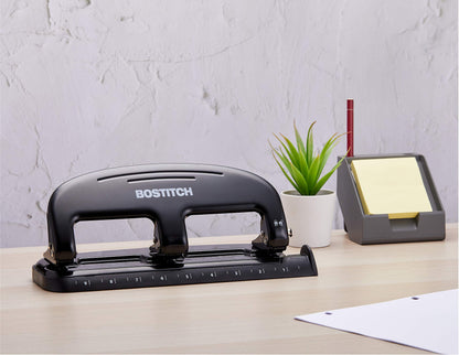 Bostitch Office EZ Squeeze 20 Sheet Standard 3 Hole Punch, Metal Construction, Silver/Black (HP20) Bostitch