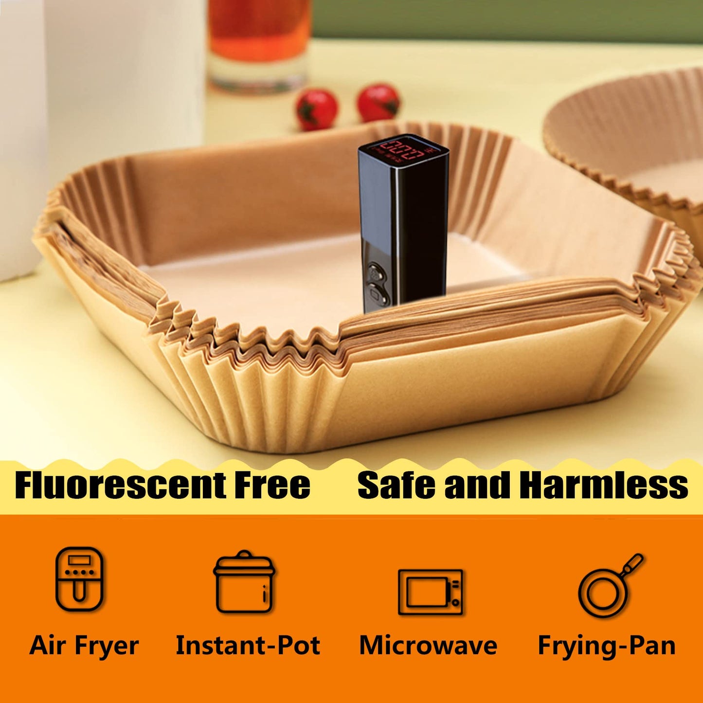 Air Fryer Liners, Airfryer Liners Disposable Square 9 Inch for 5-8QT Basket, Parchment Paper for Air Fryer Non-Stick Air Fryer Paper, Food Grade Air Fryer Parchment Paper Liners for Roasting Microwave - Available at All In One Marketplace Canada