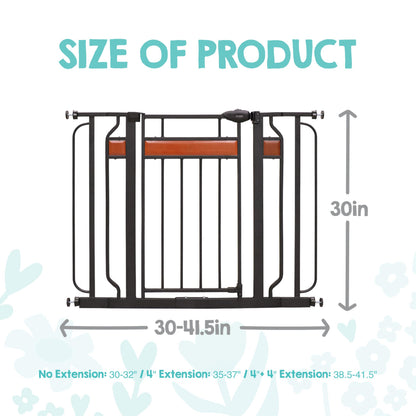 Regalo Home Accents Extra Wide Walk Thru Baby Gate, Includes Décor Hardwood, 4-Inch Extension Kit, 4-Inch Extension Kit, 4 Pack of Pressure Mount Kit and 4 Pack of Wall Cups and Mounting Ki