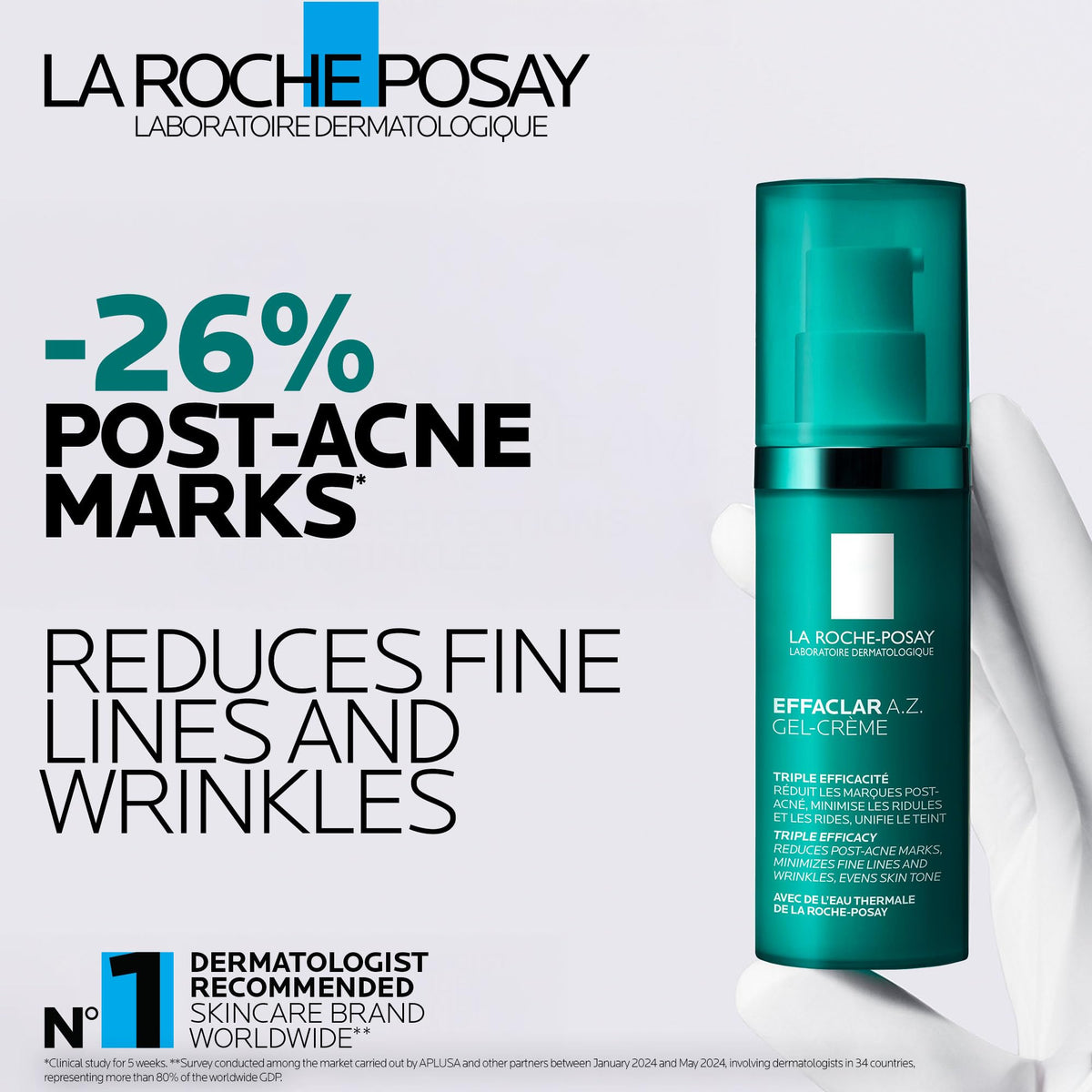 La Roche-Posay Effaclar A.Z. Gel-Cream, Lightweight Daily Moisturizer That Hydrates and Reduces Appearance of Post-Acne Marks and Signs of Aging With Azelaic, Salicylic and Hyaluronic Acids, 40ml