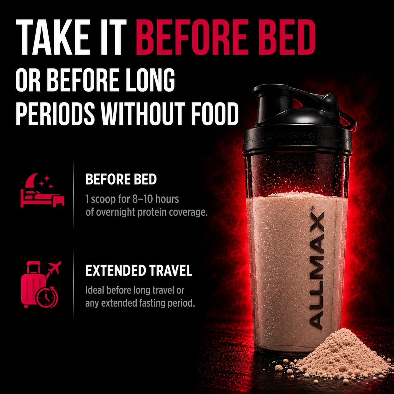 ALLMAX CASEIN-FX Casein Protein Powder, Chocolate, 2 lb, 27 Servings ALLMAX