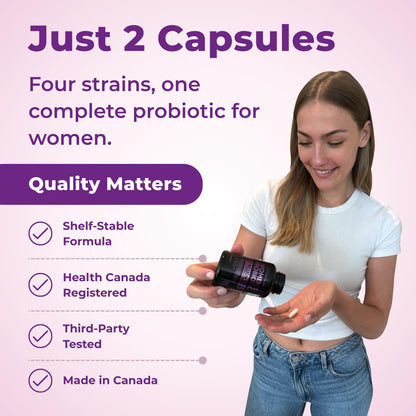 Nutratology® Probiotics for Women | Canadian-Made | 40 Billion CFUs per Capsule | Bloating Relief & Digestion | 4 Strains of Women's Probiotic for Gut Health | 60 Capsules