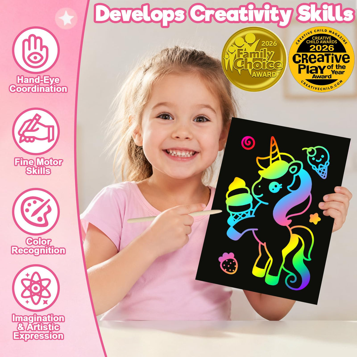 ZMLM 100PCS Rainbow Scratch Paper Art Gifts, Arts and Crafts for Kids Toys 🍁 All In One Marketplace Canada