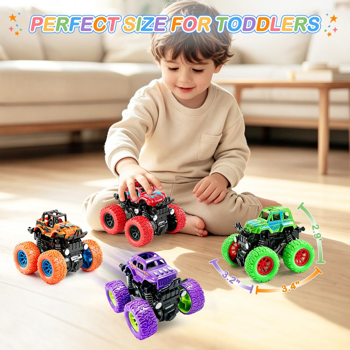 Monster Truck Toys for Boys Age 4-7, Car Toys for Toddlers 1-3 (4 Pack) 🍁 All In One Marketplace Canada