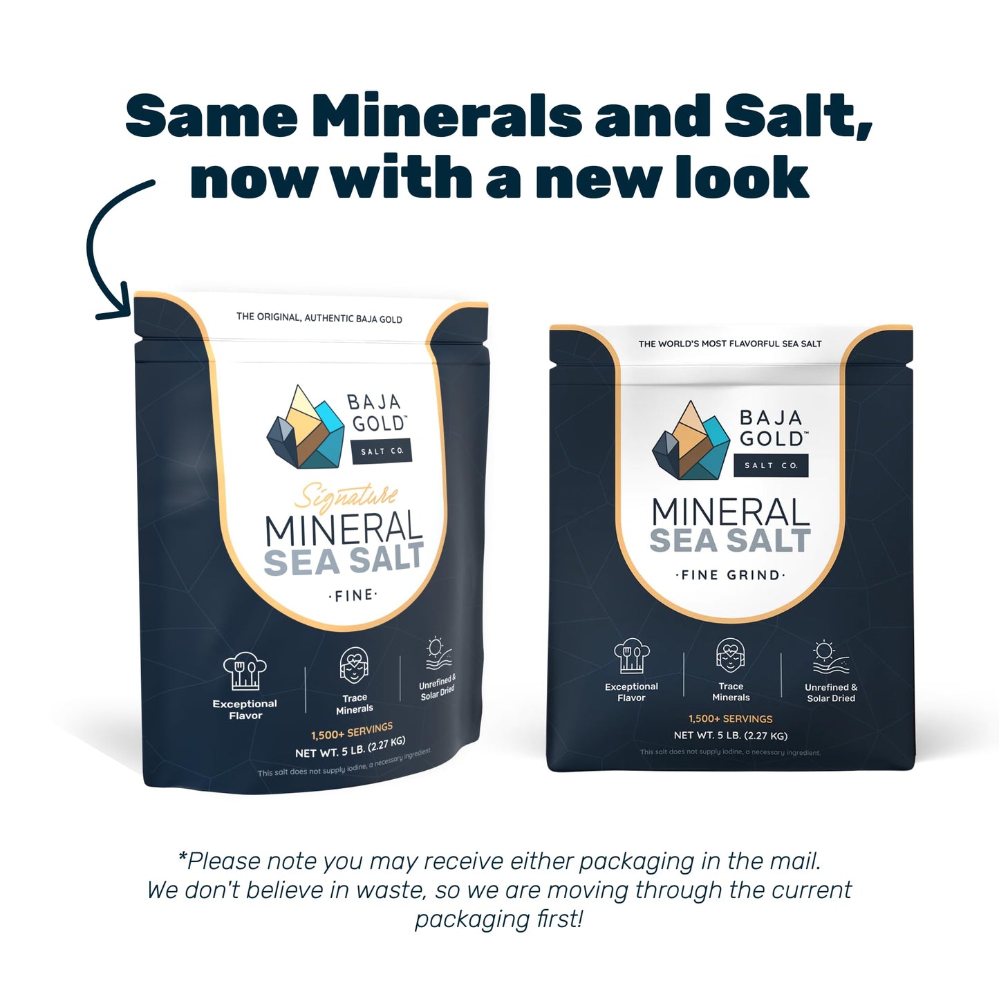 Baja Gold Mineral Sea Salt - Fine Grind Natural Seasoning for Cooking & Baking | 5 lb. Resealable Bag