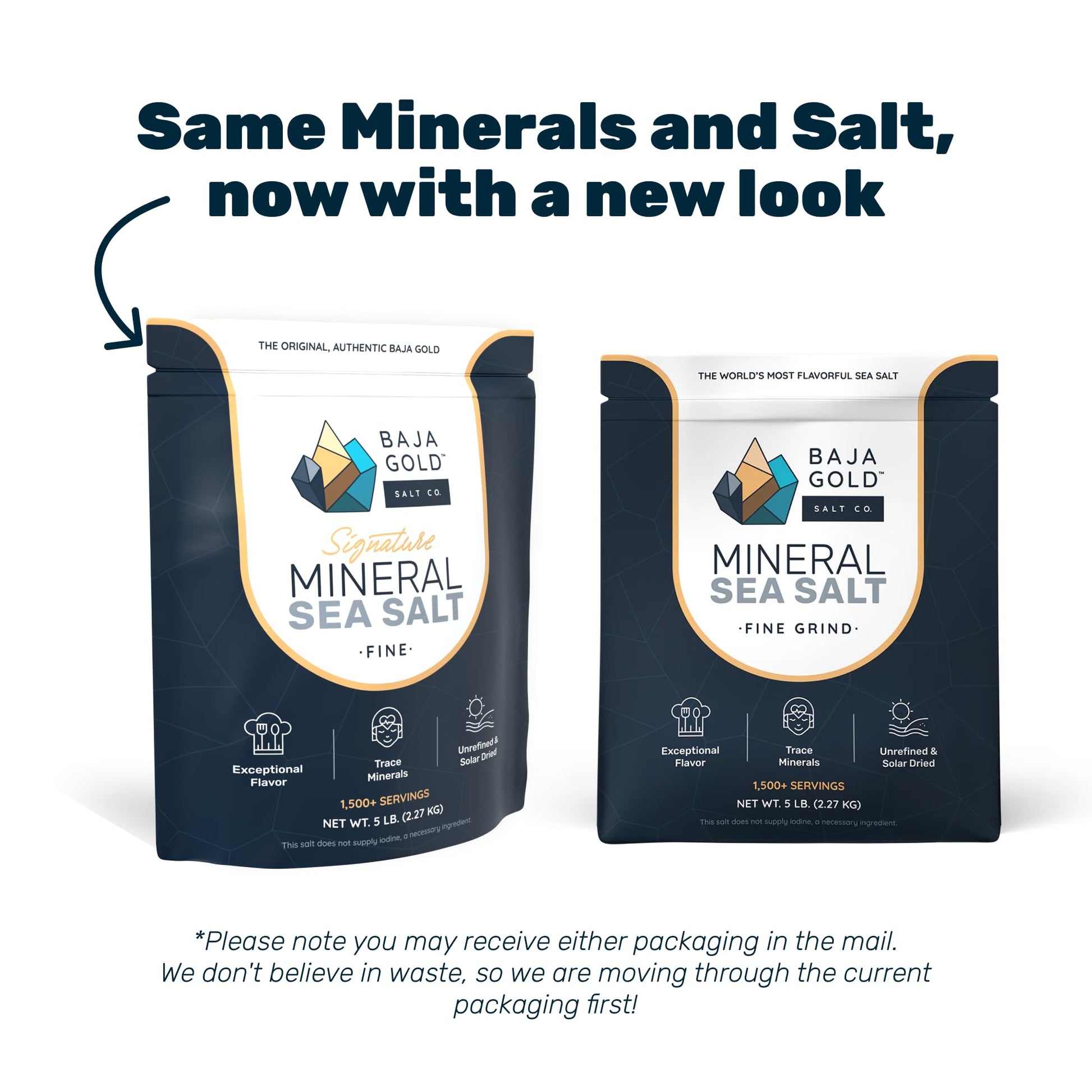 Baja Gold Mineral Sea Salt - Fine Grind Natural Seasoning for Cooking & Baking | 5 lb. Resealable Bag