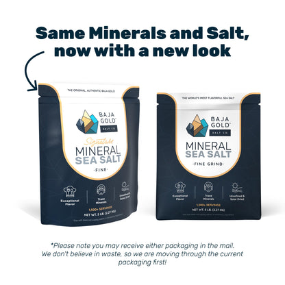 Baja Gold Mineral Sea Salt - Fine Grind Natural Seasoning for Cooking & Baking | 5 lb. Resealable Bag