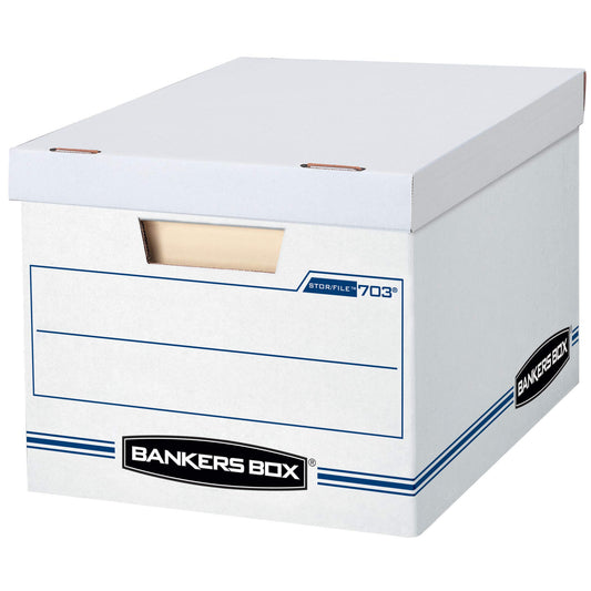 Bankers Box Stor/File Basic-Duty Storage Boxes, 6 Pack (70325),White/Blue - Available at All In One Marketplace Canada