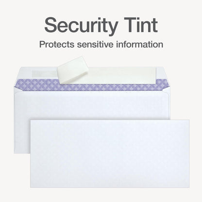 Oxford Envelopes, #10 Business Size, Security Tint, Peel & Seal Closure, 24 lb White Paper, Privacy Protection for Checks & Invoices, 500-Pack for Office or Home Mailing