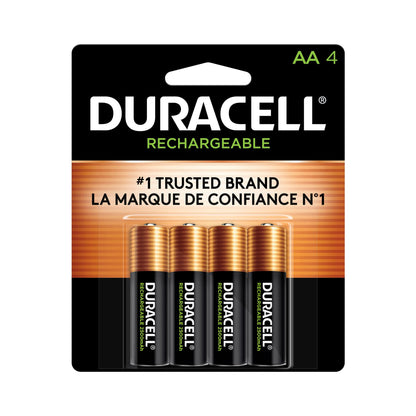 Duracell Rechargeable AA Batteries, 4 Count, Pre-Charged NiMH