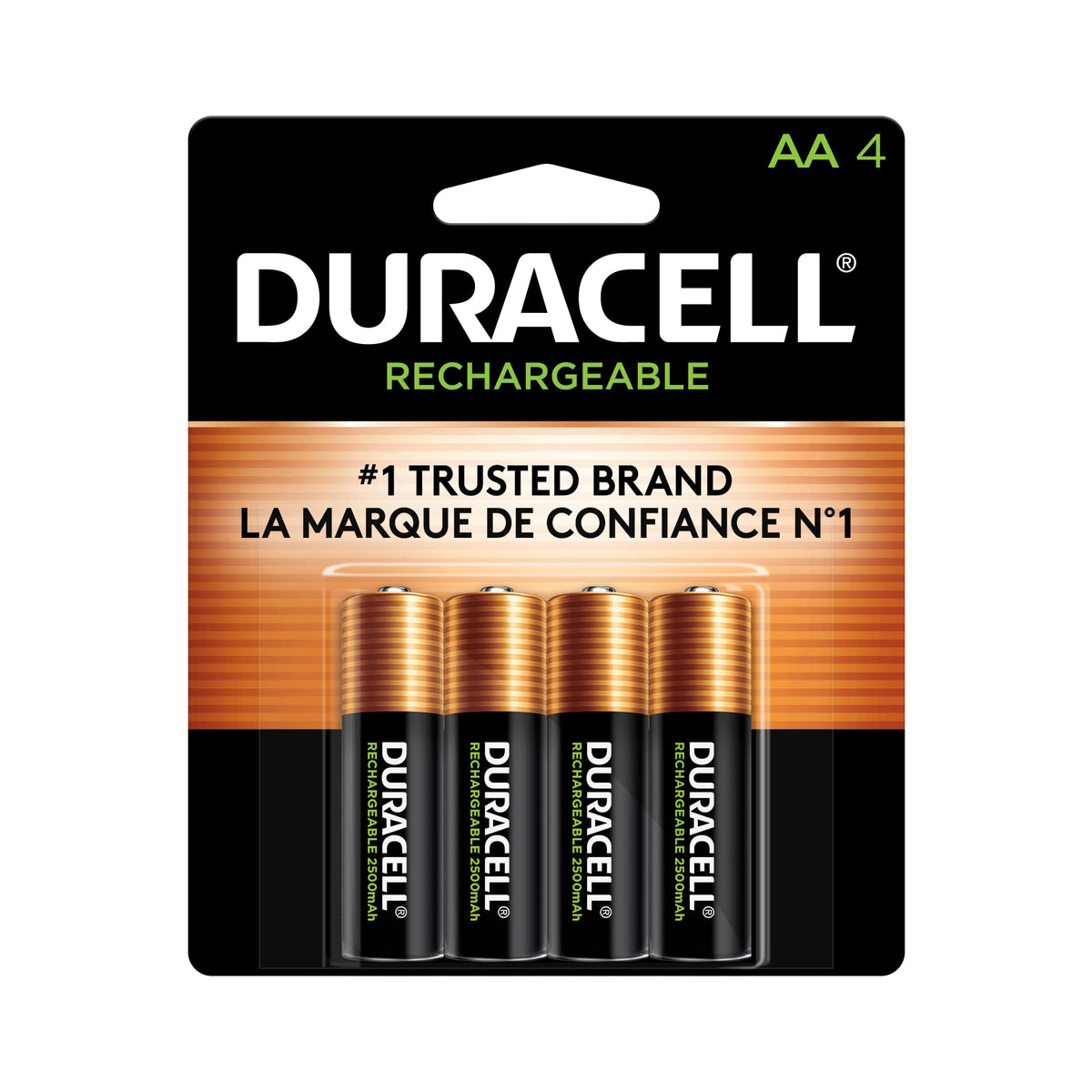 Duracell Rechargeable AA Batteries, 4 Count, Pre-Charged NiMH