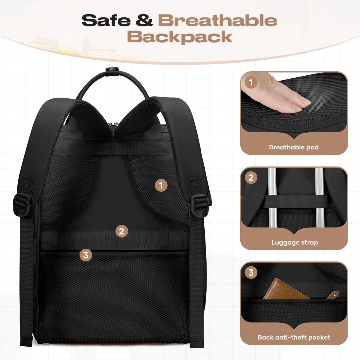 Maelstrom 15.6-17.3" Laptop Backpack with Lunch Box, Work Bag for Women Men