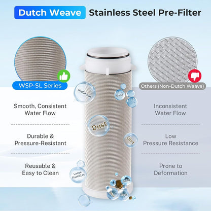 iSpring WSP-50 Reusable Whole House Spin Down Sediment Water Filter 50 Micron, 1" MNPT + 3/4" FNPT, Brass, Wrench included iSpring