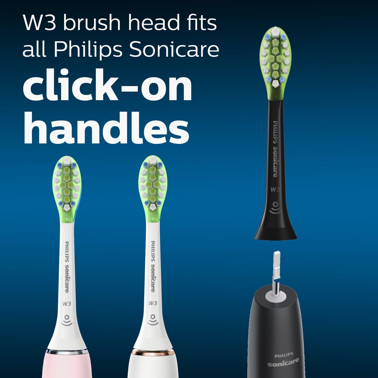 Philips Sonicare W3 Whitening Brush Heads, 2-Pack, 6 Month Supply, Black PHILIPS
