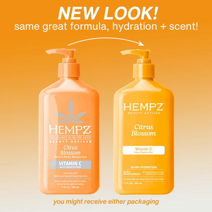 HEMPZ Body Lotion - Citrus Blossom Limited Edition Daily Moisturizing Cream, Shea Butter, Aloe, Orange Extract Body Moisturizer - Skin Care Products, Hemp Seed Oil - 17 Fl Oz - Available at All In One Marketplace Canada