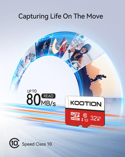 KOOTION 32 GB Micro SD Card 2-Pack Class 10 Micro SDHC Card + SD Adapter UHS-I Memory Card Ultra High Speed TF Card, C10, U1, 32 GB