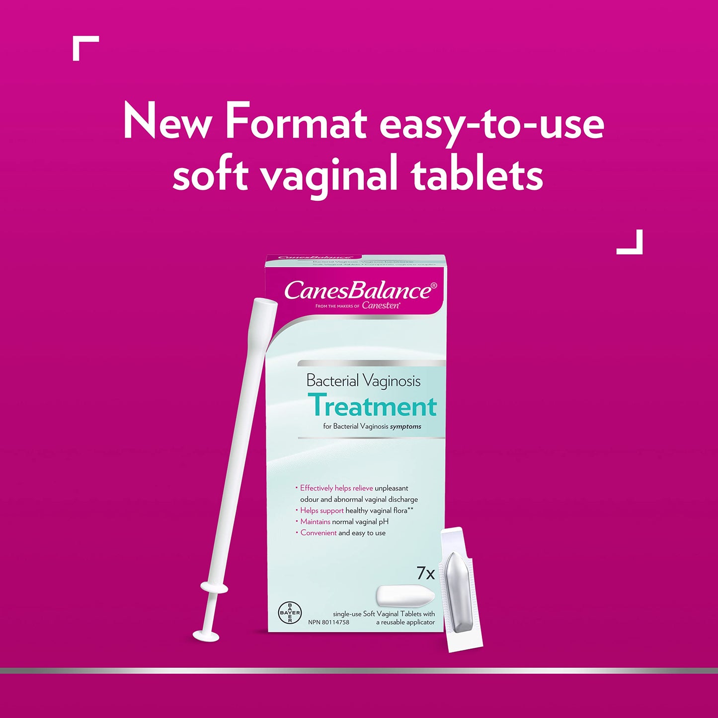 CanesBalance Bacterial Vaginosis Treatment For BV Symptoms - BV Treatment For Women, Relieves Vaginal Odor, Maintains Normal Vaginal pH, Supports Vaginal Health, 7 Soft Vaginal Tablets With Applicator - Available at All In One Marketplace Canada