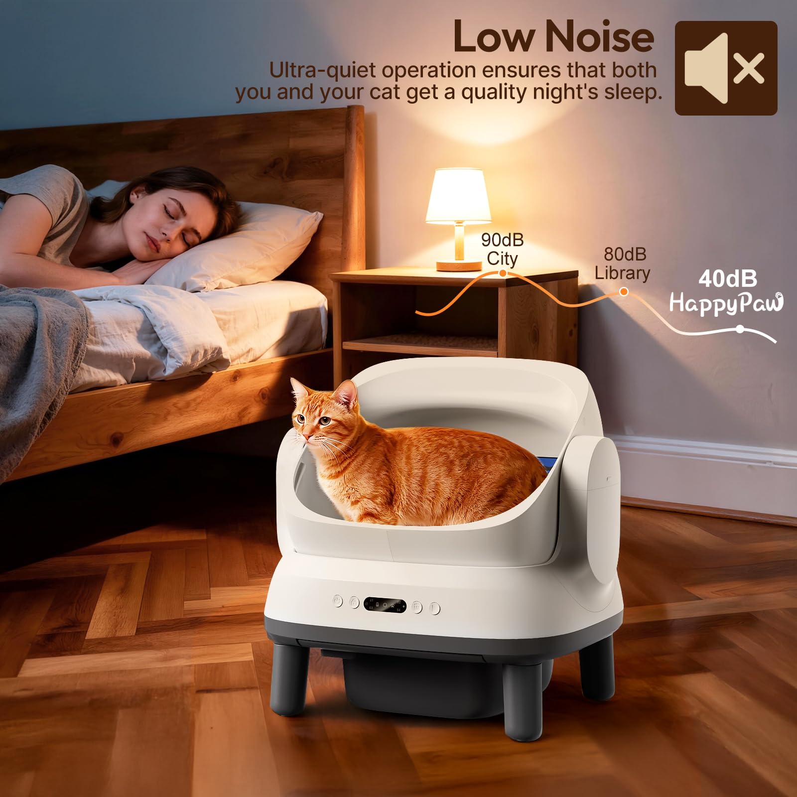 Happypaw Open-Top Self Cleaning Litter Box - Large Capacity Automatic Litter Box for Multiple Cats with Safety Protection, App Control, Odor-Free, Anti-Leakage Material, Includes Trash Bags - Available at All In One Marketplace Canada