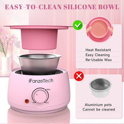 Waxing Kit for Women & Men: Wax Kit Wax Warmer for Hair Removal with 5 Packs Hard Wax Beads & Wax Pot, At-Home Wax Melt Warmer for Brazilian Bikini, Legs & Body, Ideal for Sensitive Skin & Beginners