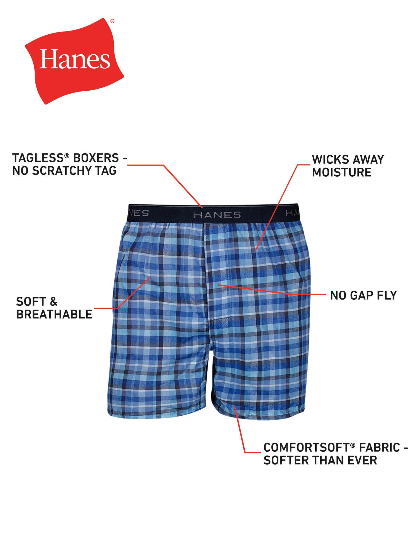Hanes Men's 4 Pack FreshIQ Cotton Woven Boxer, Assorted, Medium Hanes