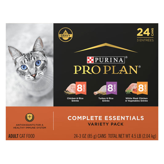 Purina Pro Plan 24 Count Wet Cat Adult Chicken & Turkey Entrees Variety Pack, 3 oz