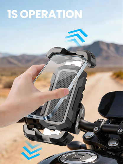 Tounee Bike Phone Mount Holder with Dual Vibration Dampener - Quick Release Handlebar Clip for Bicycle/Cycling, Upgraded Anti-Shock Design Fits iPhone 16/15/14 Pro Max & 4.7-6.7" Phones (Black)