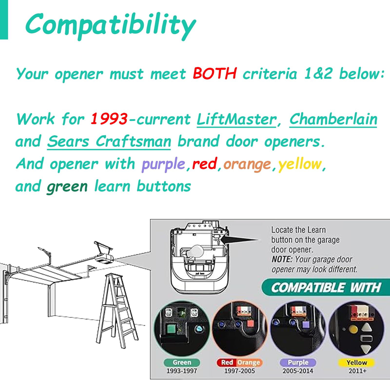 2 for LiftMaster Chamberlain Craftsman Garage Door Opener Remote 893MAX 893LM 971LM 373LM,Keychain - Available at All In One Marketplace Canada