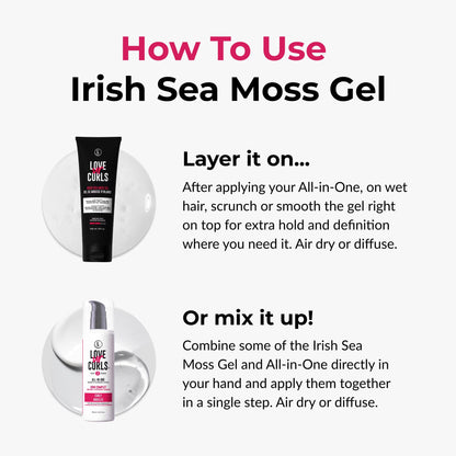 Love Ur Curls Irish Sea Moss Hair Gel, Medium Hold Hair Styling Curling Gel for Defined Curly Hair, Waves & Coils, Vegan, Cruelty Free, 236mL - Available at All In One Marketplace Canada