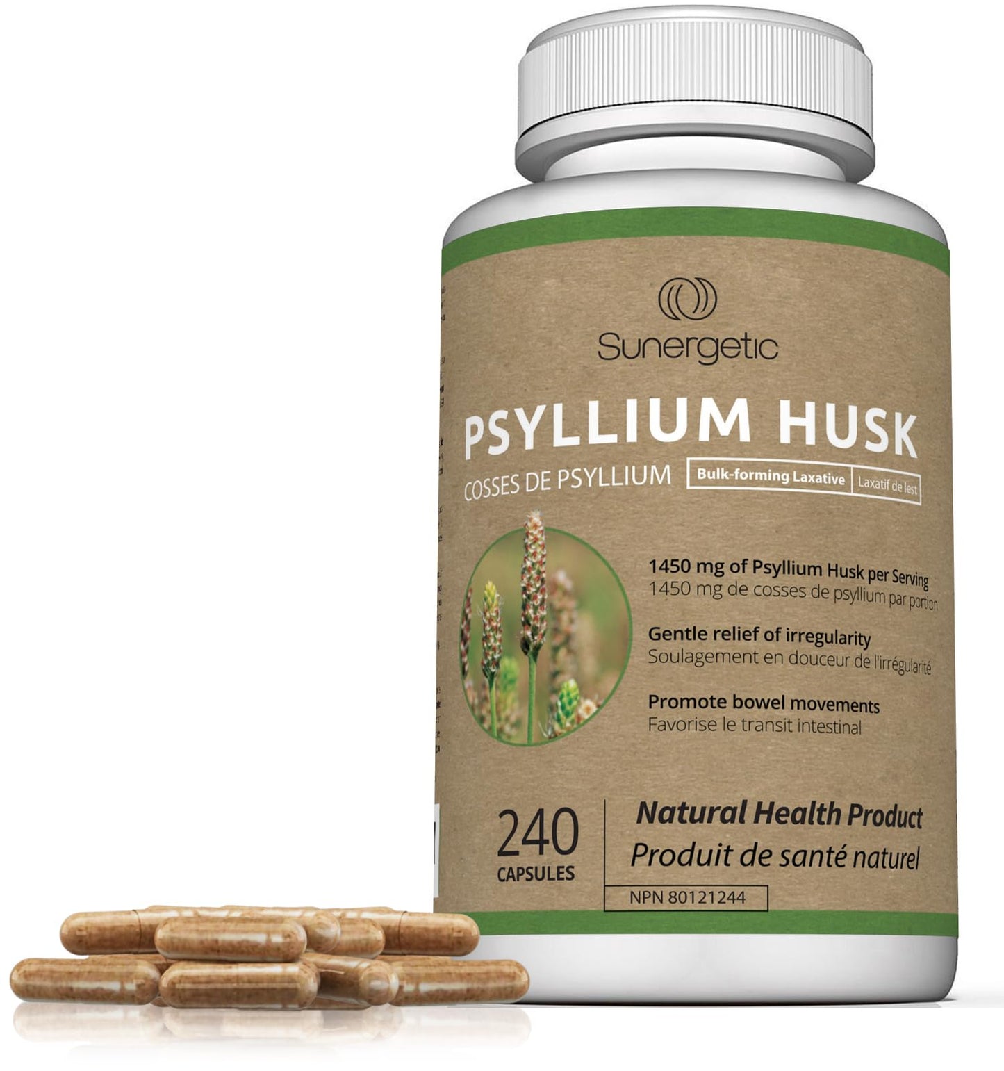 Premium Psyllium Husk Capsules - 1450mg per Serving - Helps Support Digestion, Intestinal Health & Regularity - 240 Psyllium Husk Fiber Capsules - Available at All In One Marketplace Canada