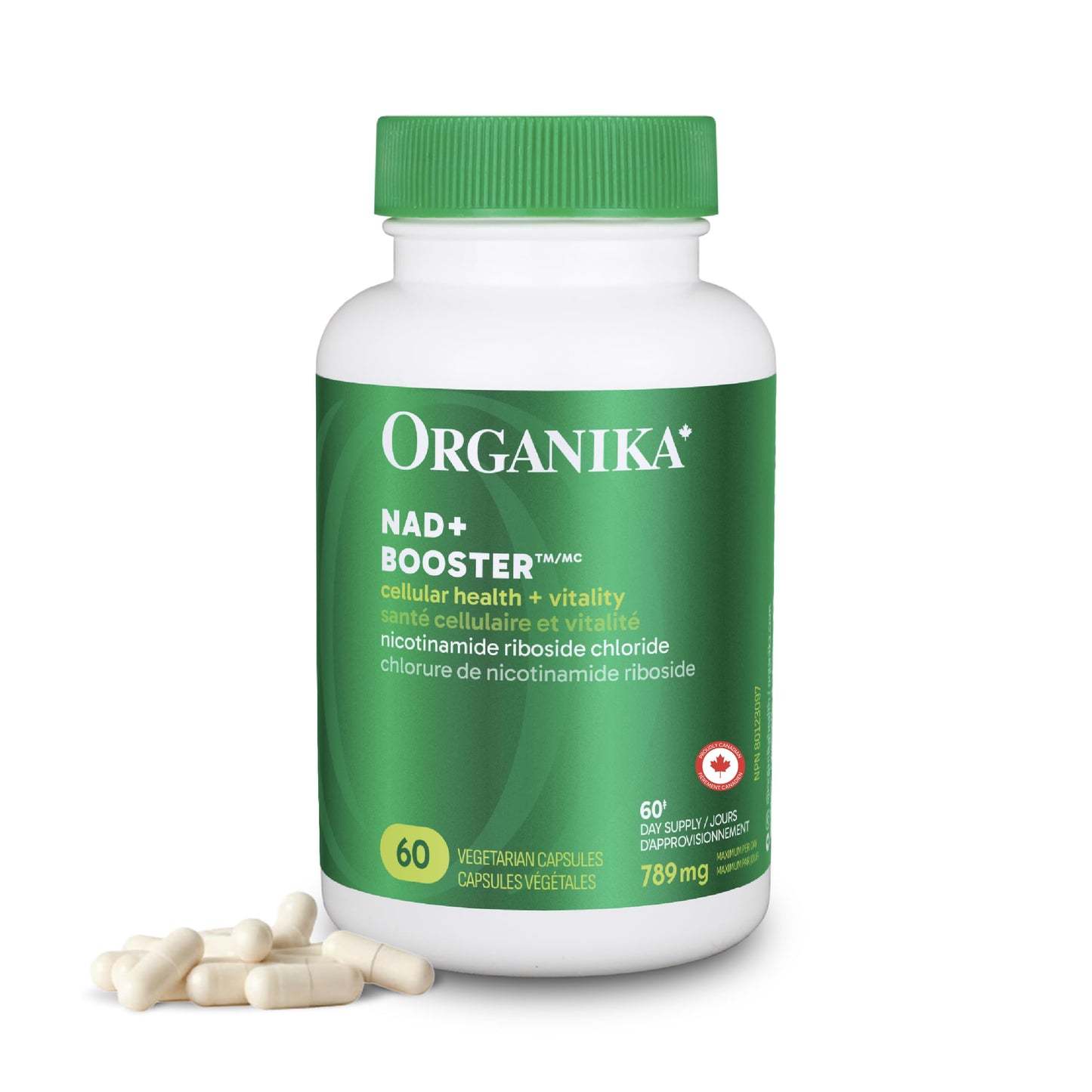 Organika Canadian-Made NAD+ Booster - NRC - for Energy Metabolism, Healthy Aging, Vitamin B3, and Cellular Health - 60vcaps, 60 Day Supply - Available at All In One Marketplace Canada