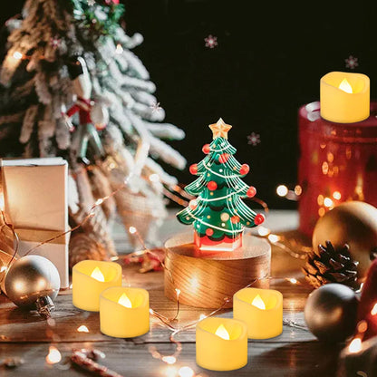 Yakpo 24 Pack 3.8cm x 3cm Battery Operated LED Tea Light Candles, Small Outdoor Flameless Flickering Votive Candles, Electric Flicker Fake Tealights Bulk for Wedding Halloween Christmas Decorations 🍁 All In One Marketplace Canada