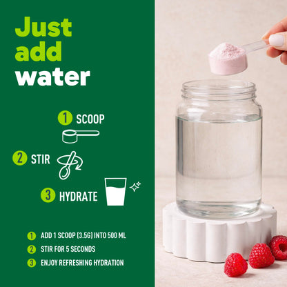 Organika Canadian-Made Electrolytes Powder | Wild Raspberry Flavour - 350g, 100 servings