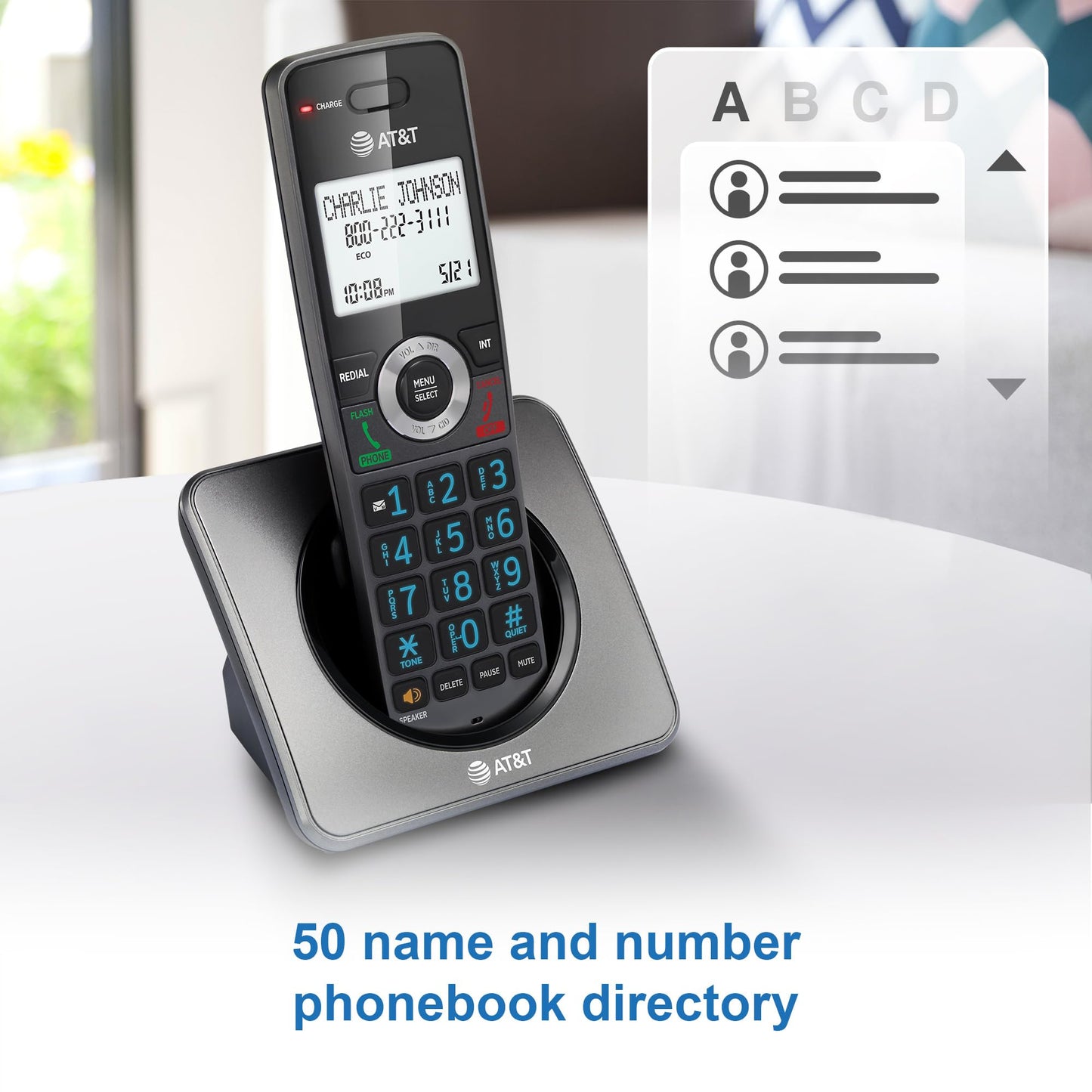 AT&T GL2101-2 DECT 6.0 Cordless Home Phone 2-Handset with Call Block, Caller ID, Full-Duplex Handset Speakerphone, 2" White Backlit Display, Lighted Keypad, Graphite & Black AT&T