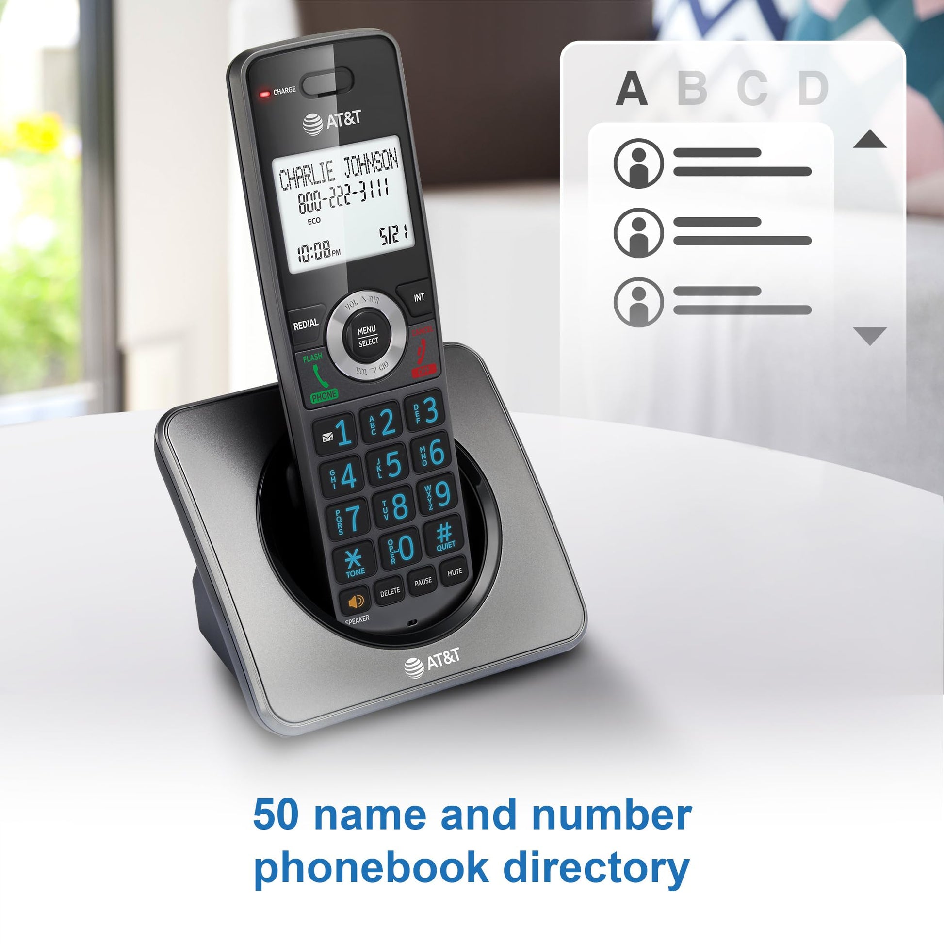 AT&T GL2101-2 DECT 6.0 Cordless Home Phone 2-Handset with Call Block, Caller ID, Full-Duplex Handset Speakerphone, 2" White Backlit Display, Lighted Keypad, Graphite & Black AT&T
