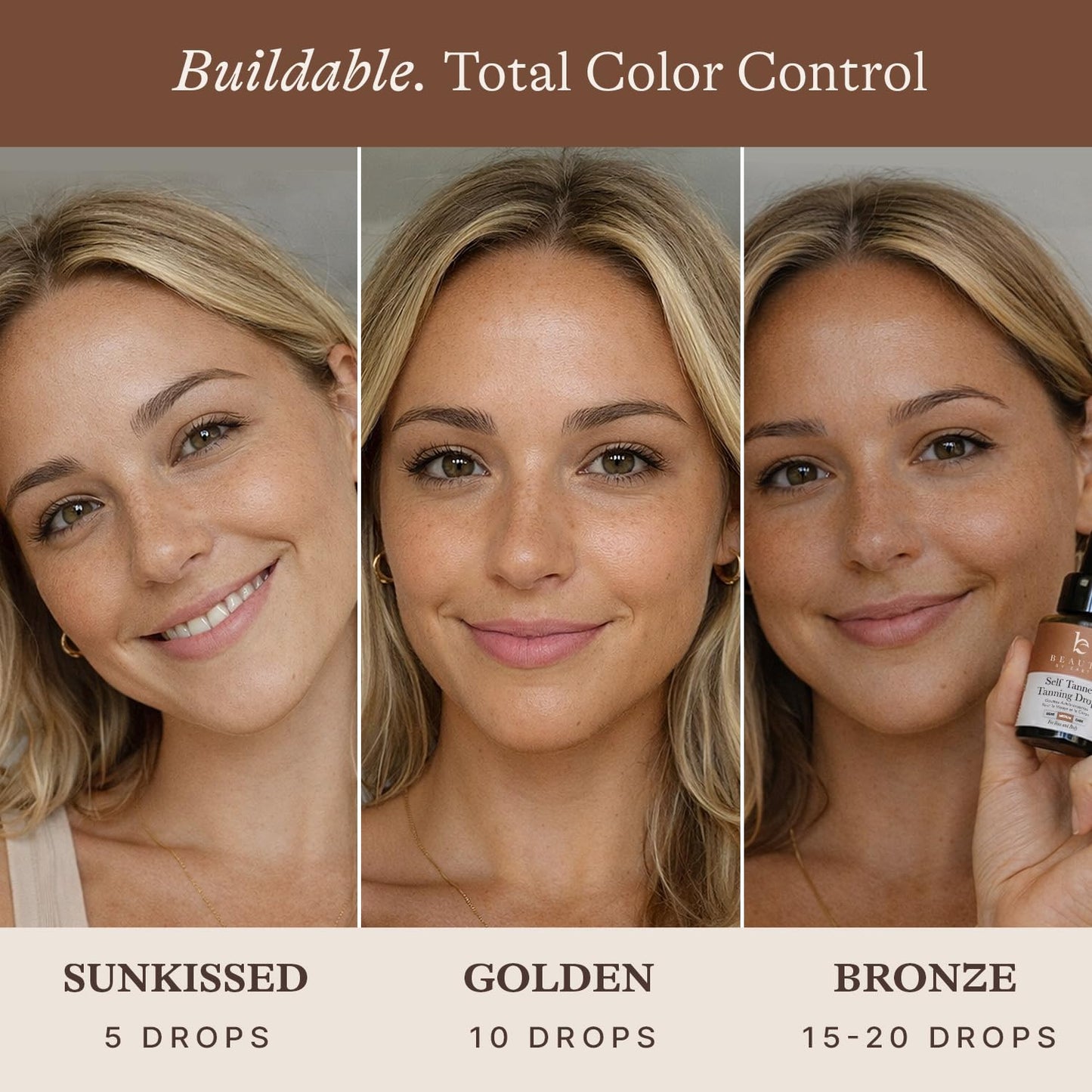 Self Tanning Drops - Natural & Organic Ingredients, Medium Face Tanning Drops to Add to Lotion, Moisturizing Bronzing Tanner for Face & Body, Toxin Free Tanner for Fake Tan - Available at All In One Marketplace Canada