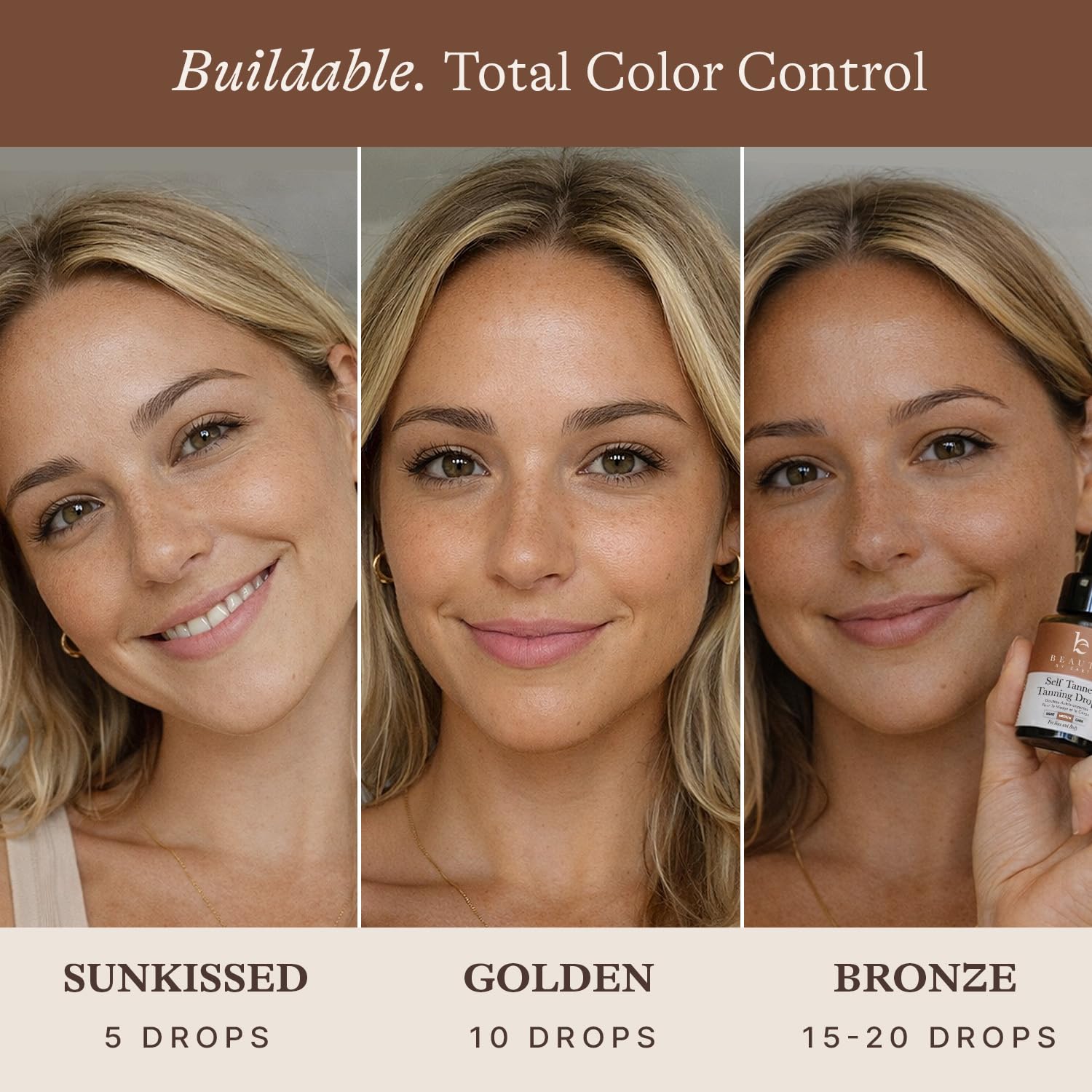 Self Tanning Drops - Natural & Organic Ingredients, Medium Face Tanning Drops to Add to Lotion, Moisturizing Bronzing Tanner for Face & Body, Toxin Free Tanner for Fake Tan - Available at All In One Marketplace Canada