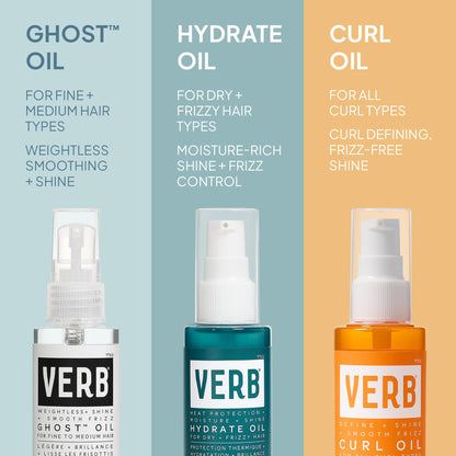 VERB Ghost Oil, 2 fl oz- Weightless Hair Oil for Fine to Medium Hair – Smooths Frizz, Adds Shine – No Parabens, Gluten or Harmful Sulfates - Available at All In One Marketplace Canada