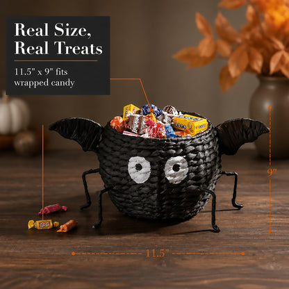 Bol à bonbons Halloween chauve-souris Mud Pie, bol de service sur pied en jacinthe