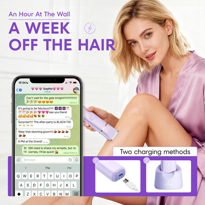 VG VOGCREST Bikini Trimmer for Women: 2-in-1 Painless Body Shaver for Underarm Leg Arm - Portable Travel Friendly Pubic Grooming Kit - Rechargeable Electric Razor with Charging Dock - Available at All In One Marketplace Canada