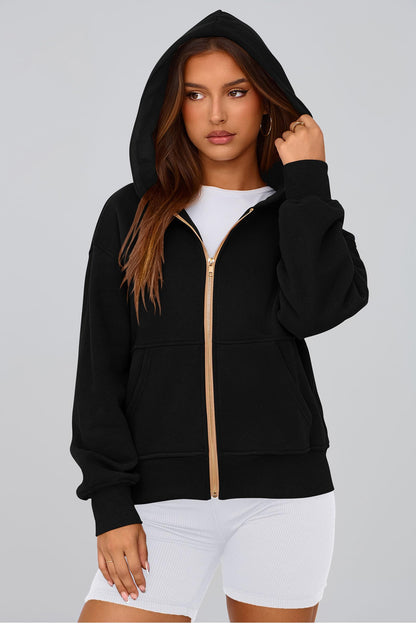 PRETTYGARDEN Hoodies for Women Zip Up Fleece Sweatshirt(Black,M) 🍁 All In One Marketplace Canada
