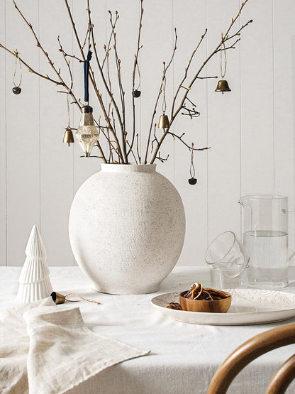 Ceramic Rustic Vase, 10.8 Inch Farmhouse Minimalist Tall Flower Vase for Table, Living Room, Home Decor, Bathroom, Holiday, Wedding, Set of 1, Sandstone White 🍁 All In One Marketplace Canada
