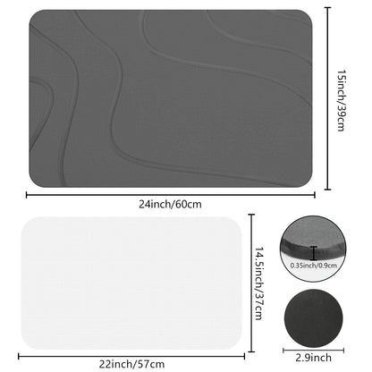 Ceecysaa Stone Bath Mat, Non-Slip Diatomaceous Earth Shower Mat, Quick Drying Bath Mat Stone, Super Absorbent Diatomite Bath Mats for Bathroom Kitchen, Easy to Clean, 60 x 39cm, Dark Gray - Available at All In One Marketplace Canada