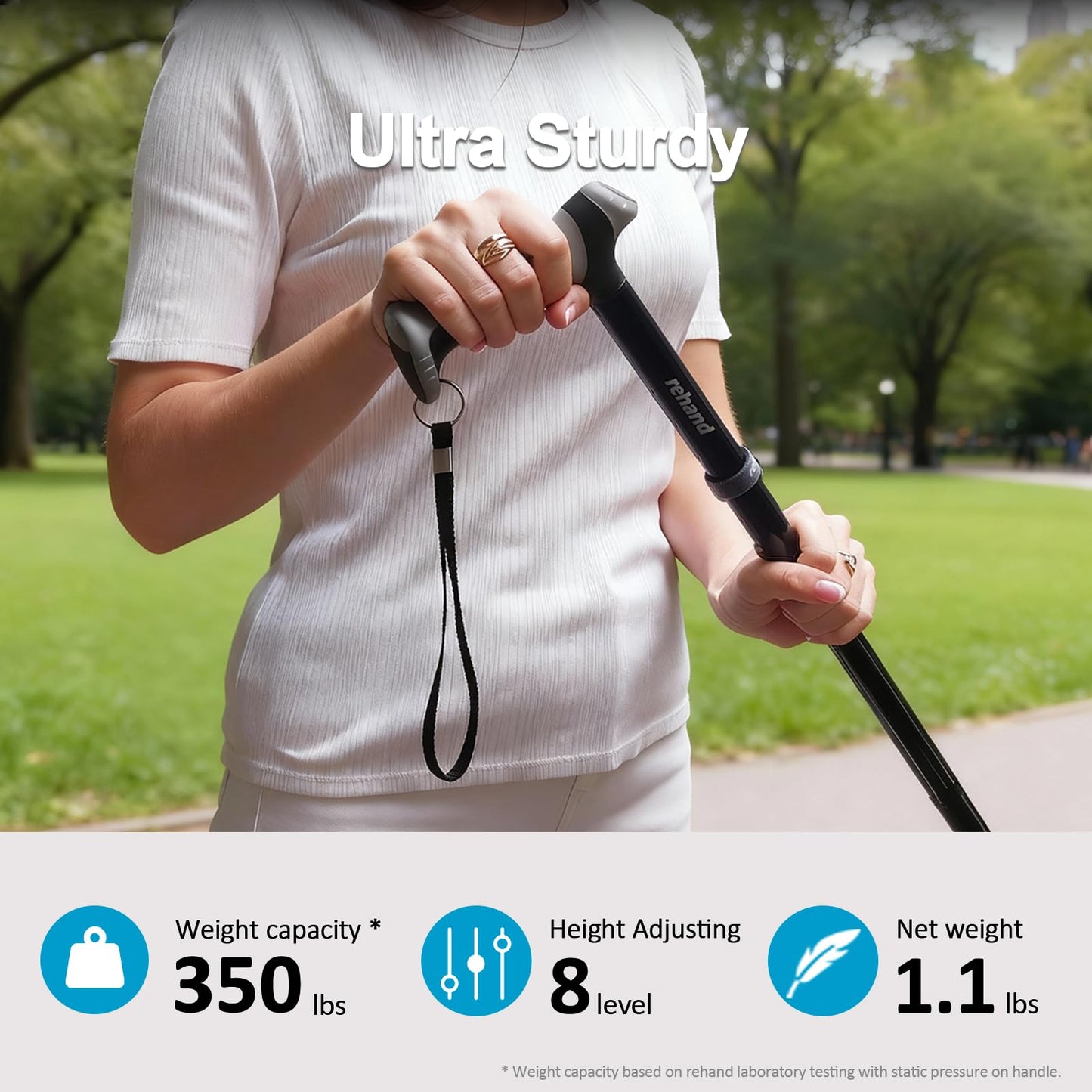 REHAND Walking Cane - Foldable, Adjustable, Collapsible Walking Canes for Men & Women, Heavy Duty All Terrain Tip, with Travel Bag | Walking Sticks for Seniors & Adults (Natural Black) - Available at All In One Marketplace Canada