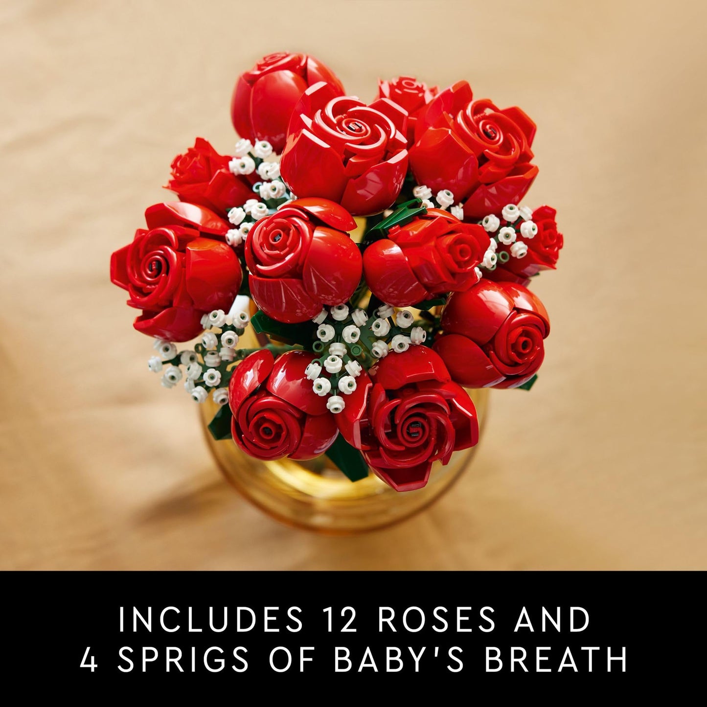 LEGO Botanicals Bouquet of Roses Artificial Flowers - Fake Red Roses Building Set for Adults, Ages 18+ - Gifts for Birthdays - Home Decor for Table Display - 10328 LEGO