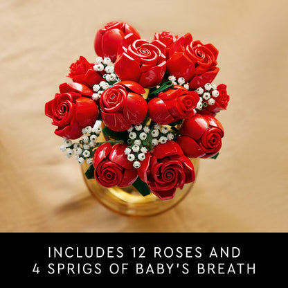 LEGO Botanicals Bouquet of Roses Artificial Flowers - Fake Red Roses Building Set for Adults, Ages 18+ - Gifts for Birthdays - Home Decor for Table Display - 10328 LEGO