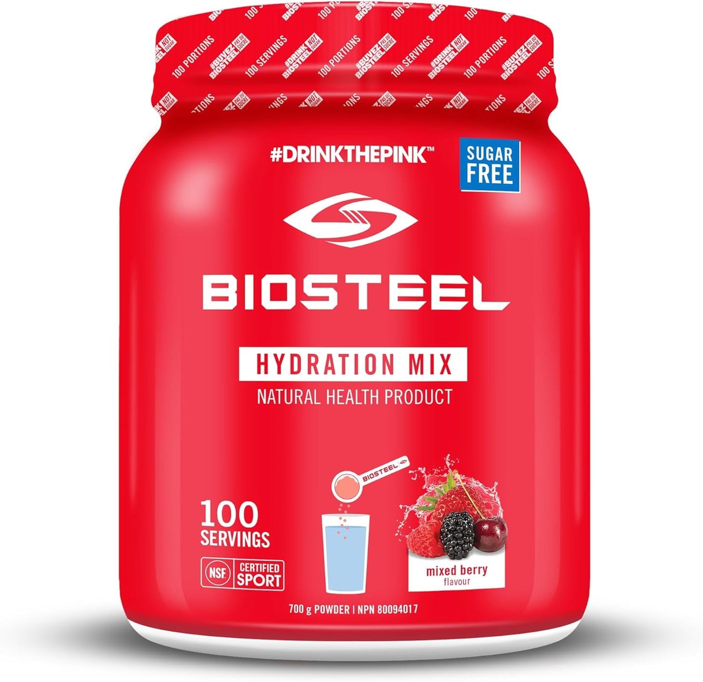 BioSteel Hydration Mix – Mixed Berry Flavor, 100 Servings, Sugar-Free with Natural Stevia