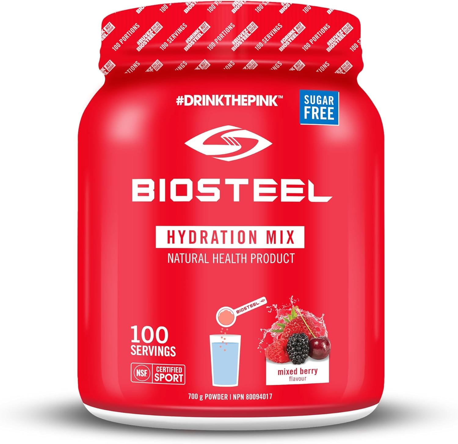 BioSteel Hydration Mix – Mixed Berry Flavor, 100 Servings, Sugar-Free with Natural Stevia